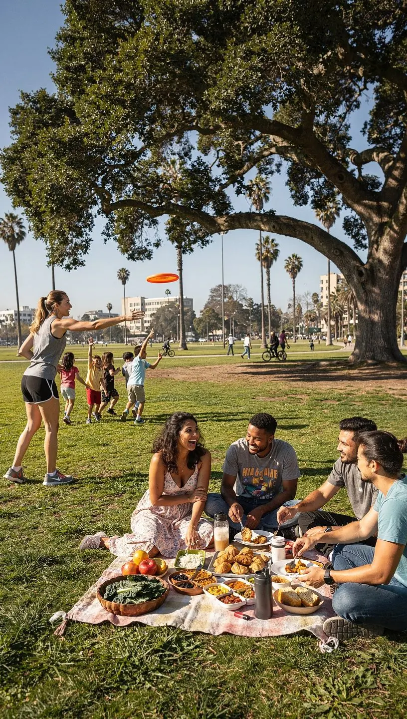 Hands holding a smartphone showing a detailed map with highlighted community resources and events.